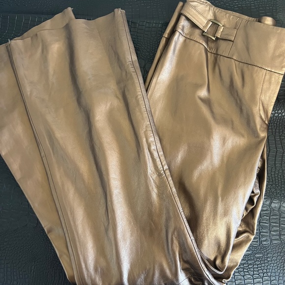 Cache Leather pants Bonze Gold  jeans size 12 Vintage Nwt - Picture 4 of 17